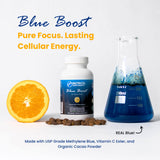 Capsules Nutricel bleu méthylène, pré-mesurées: dosage standardisé et propre.