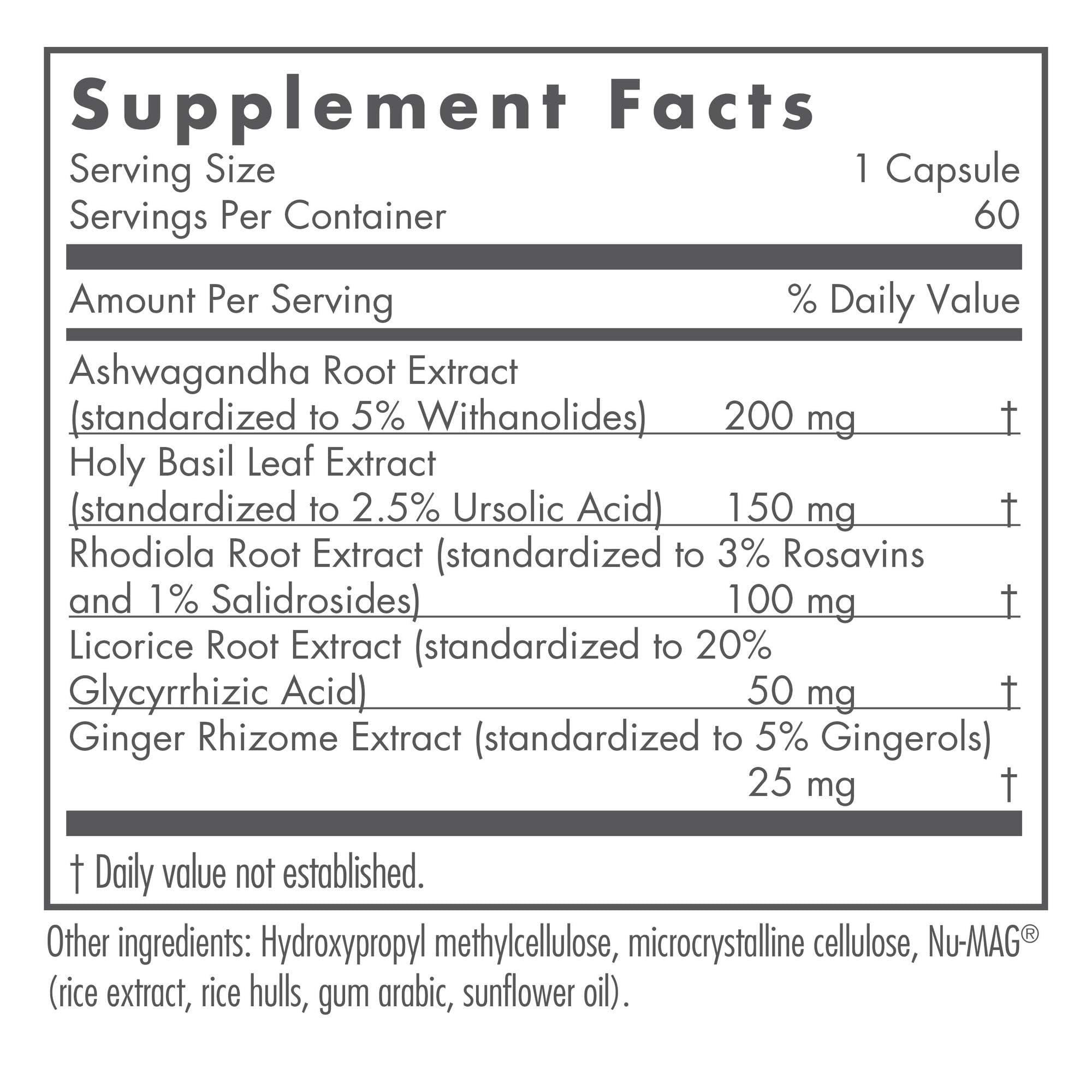 Allergy Research Group Nutricology Botanical Adapt — capsules matin pour énergie potentielle
