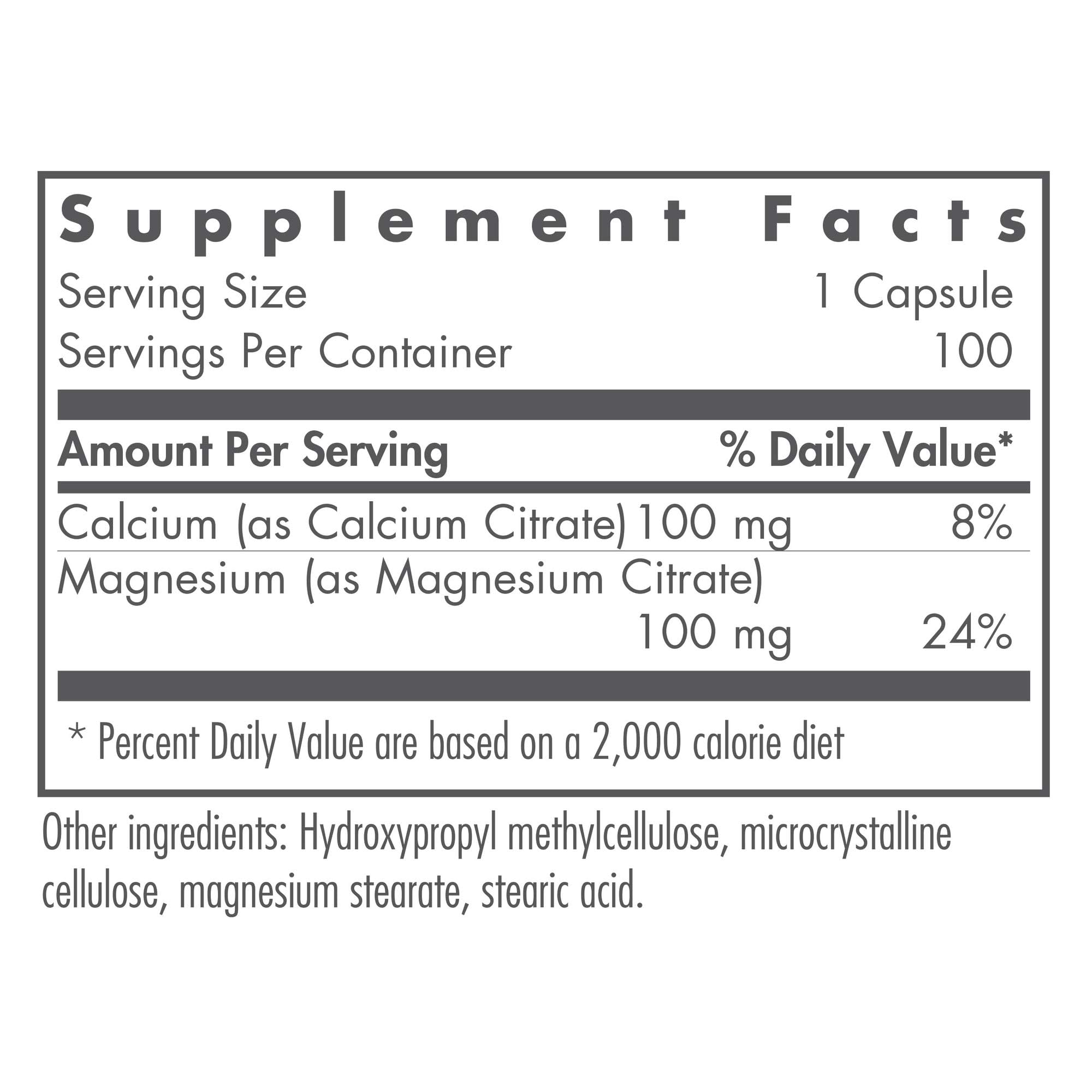 Nutricology Calcium Magnesium Citrate, composition equilibree, absorption efficace pour un soutien osseux.