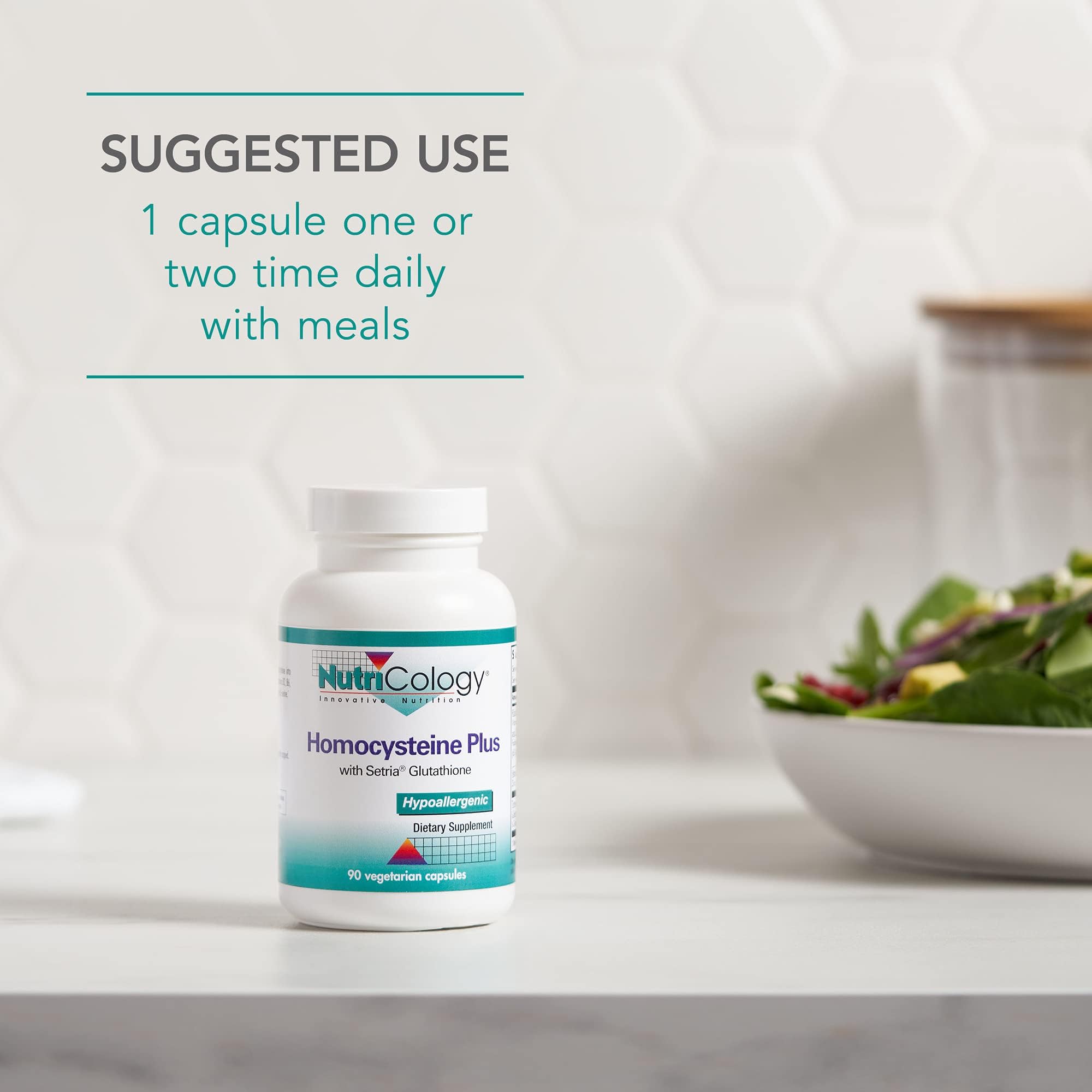 Nutricology Homocysteine Plus – composants clés visibles dans la composition.