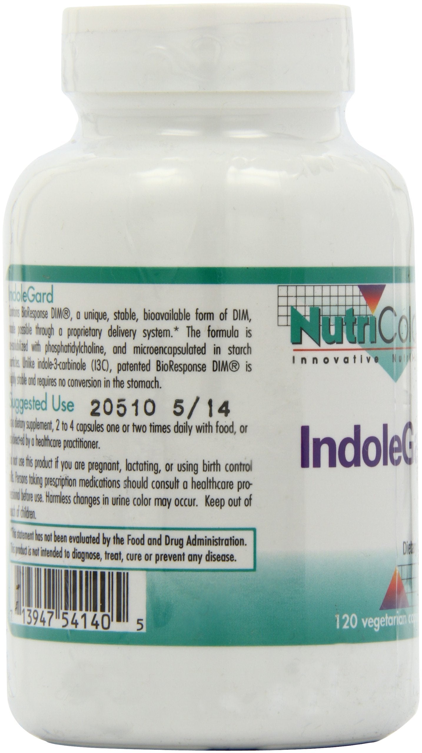 Dosage et conseils Nutricology IndoleGard sur l’emballage pour planifier 2 à 4 capsules par jour.