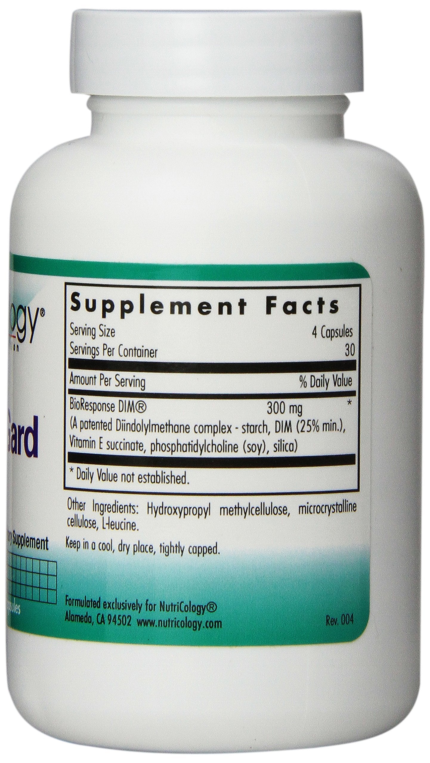 Tableau ingrédients Nutricology IndoleGard mettant en évidence le DIM BioResponse.