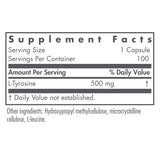 Nutricology L-Tyrosine: capsules en gros plan, forme libre favorisant absorption efficace.