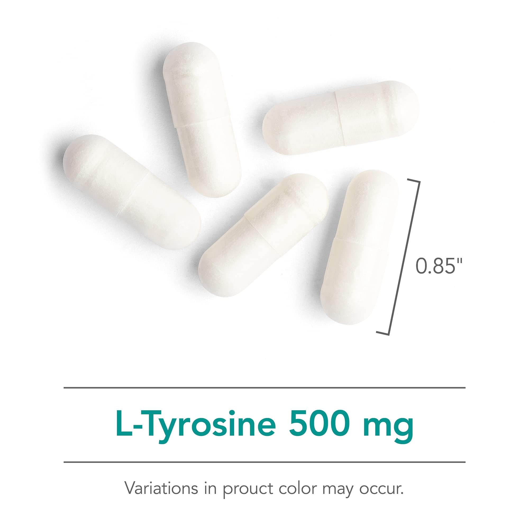Étiquette Nutricology L-Tyrosine: produit hypoallergénique éprouvé depuis 1979.