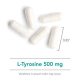 Étiquette Nutricology L-Tyrosine: produit hypoallergénique éprouvé depuis 1979.