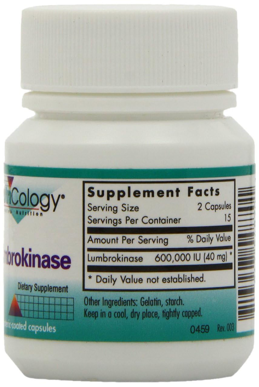 Nutricology Lumbrokinase: capsules prêtes à l'emploi pour une routine quotidienne.
