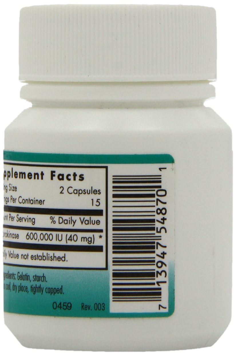 Étiquette Nutricology Lumbrokinase: informations de dosage et ingrédients.