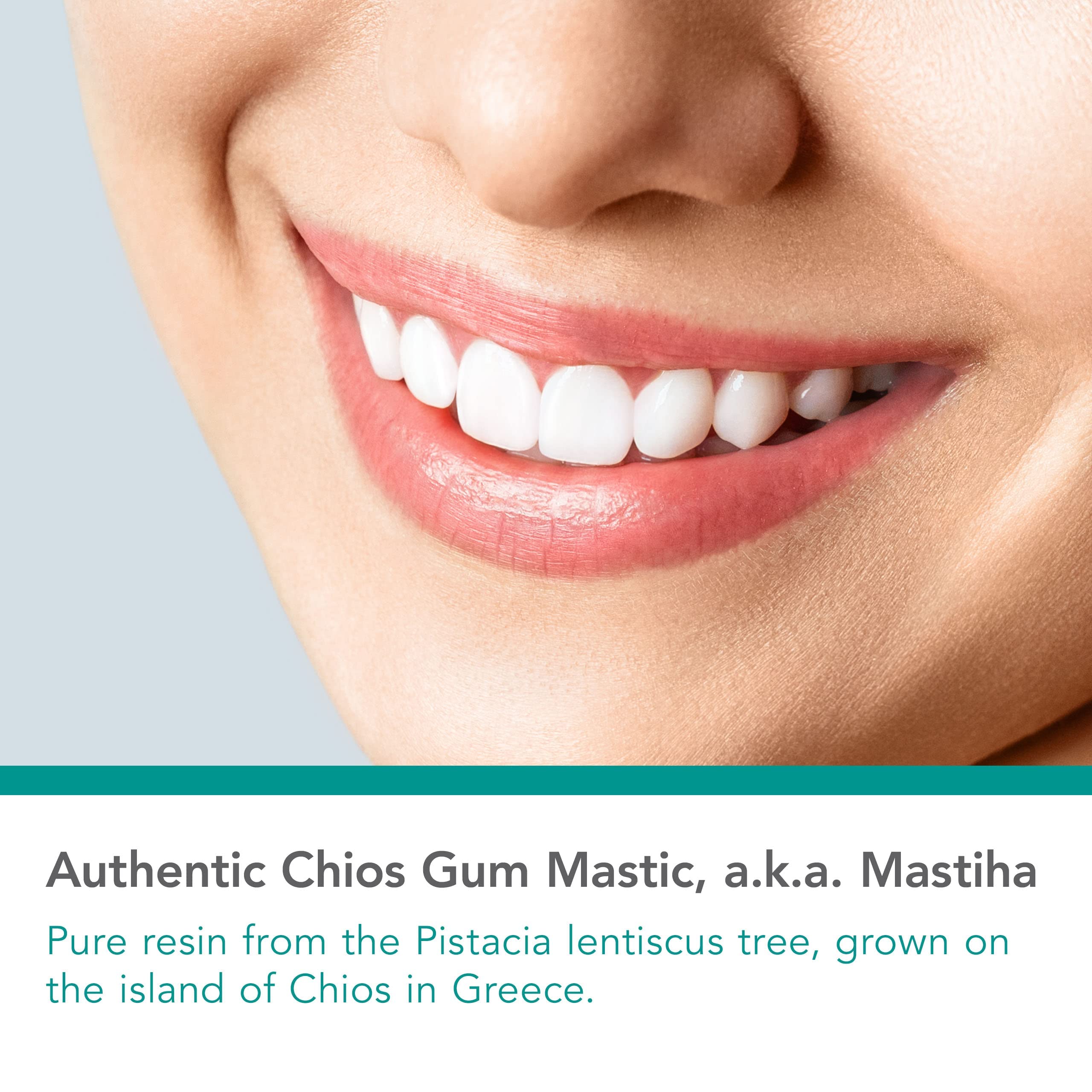 Capsules NutriCology Mastic Gum avec étiquette: adapté pour régimes sans allergènes.