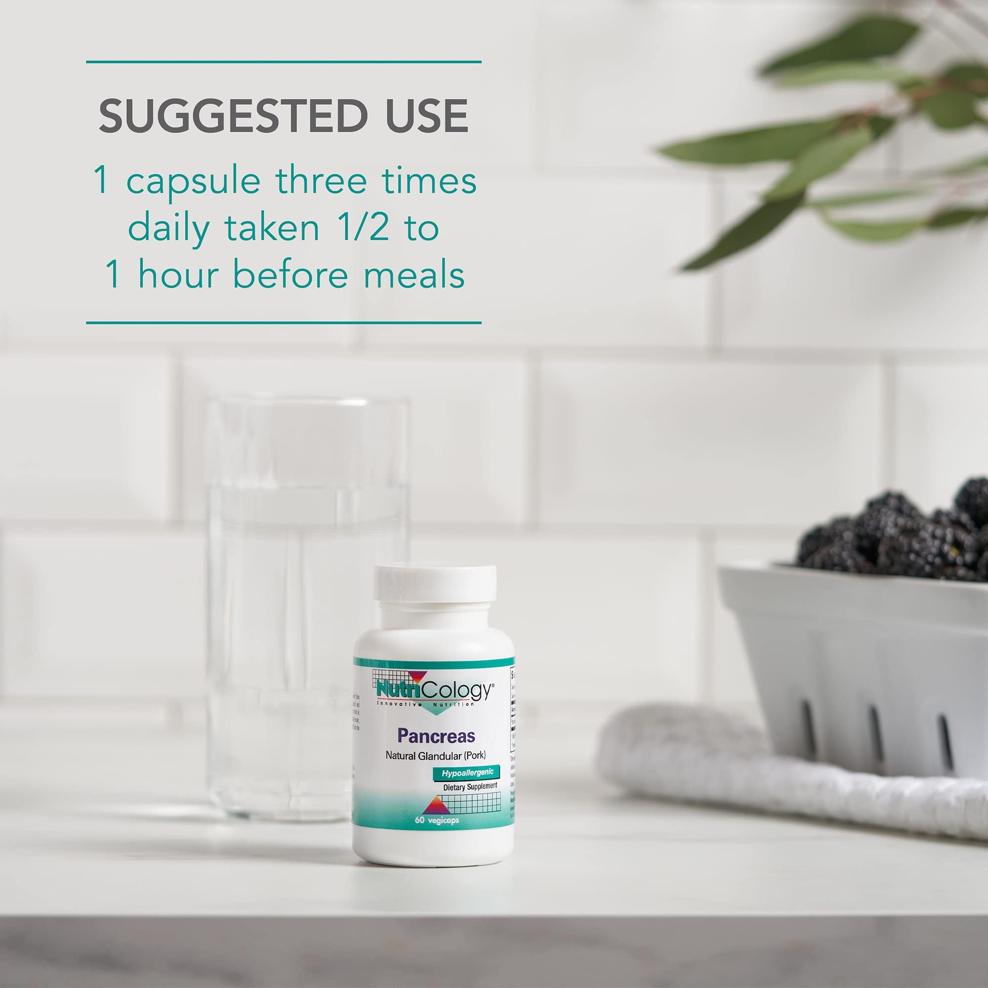 Utilisation quotidienne facile de Nutricology Pancréas Porc 425 mg.