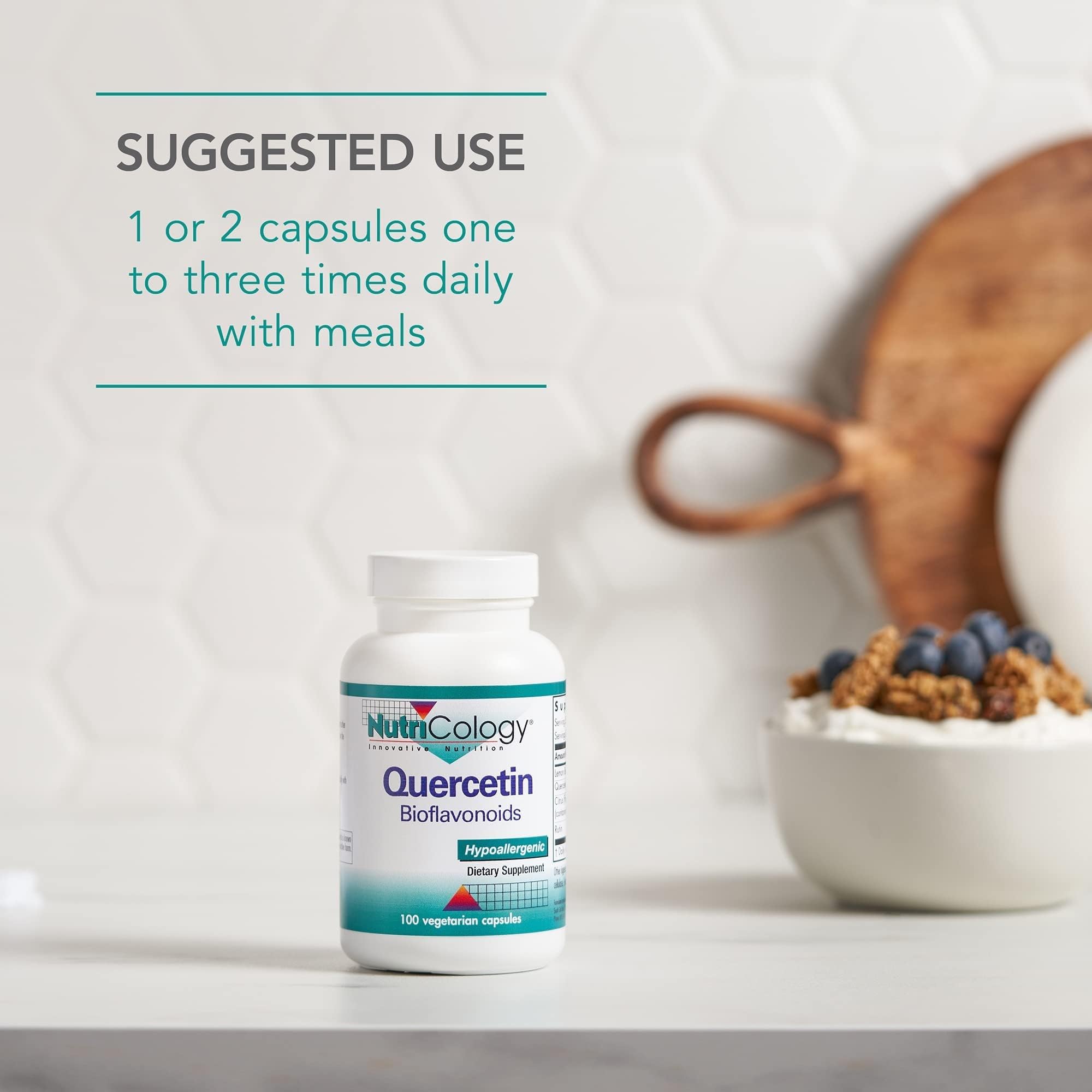 Nutricology Quercetine Bioflavonoïdes – mode d'emploi quotidien: prise avec repas