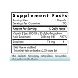 Nutricology Vitamin E Succinate – capsules, format végétarien pour une utilisation quotidienne.