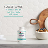 Gélules Nutricology Vitamin E Succinate – à prendre avec repas pour une routine pratique.