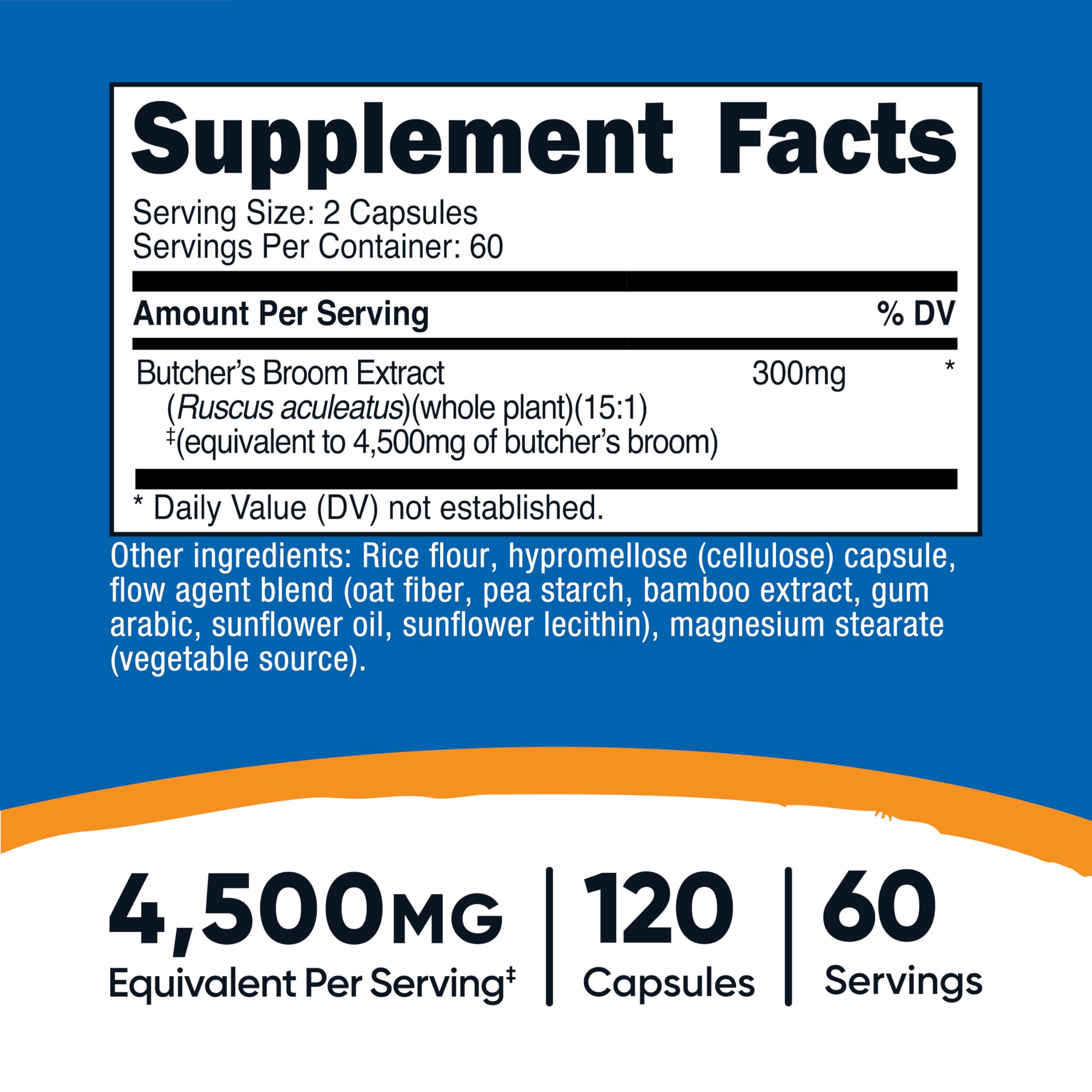Nutricost Butcher's Broom Extrait – dose équivalente 4500 mg par portion