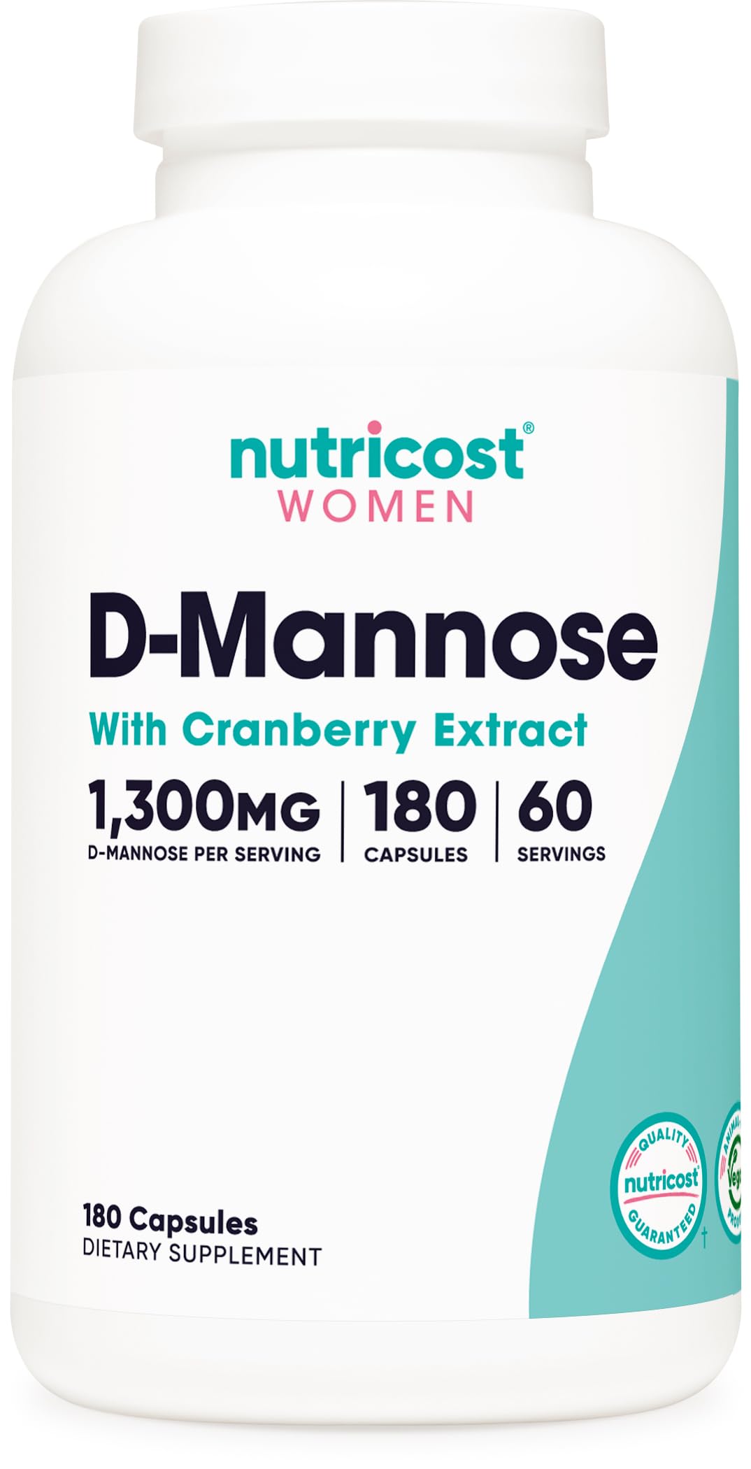 Nutricost D-Mannose, bouteille et étiquette, facile à intégrer à votre routine quotidienne.