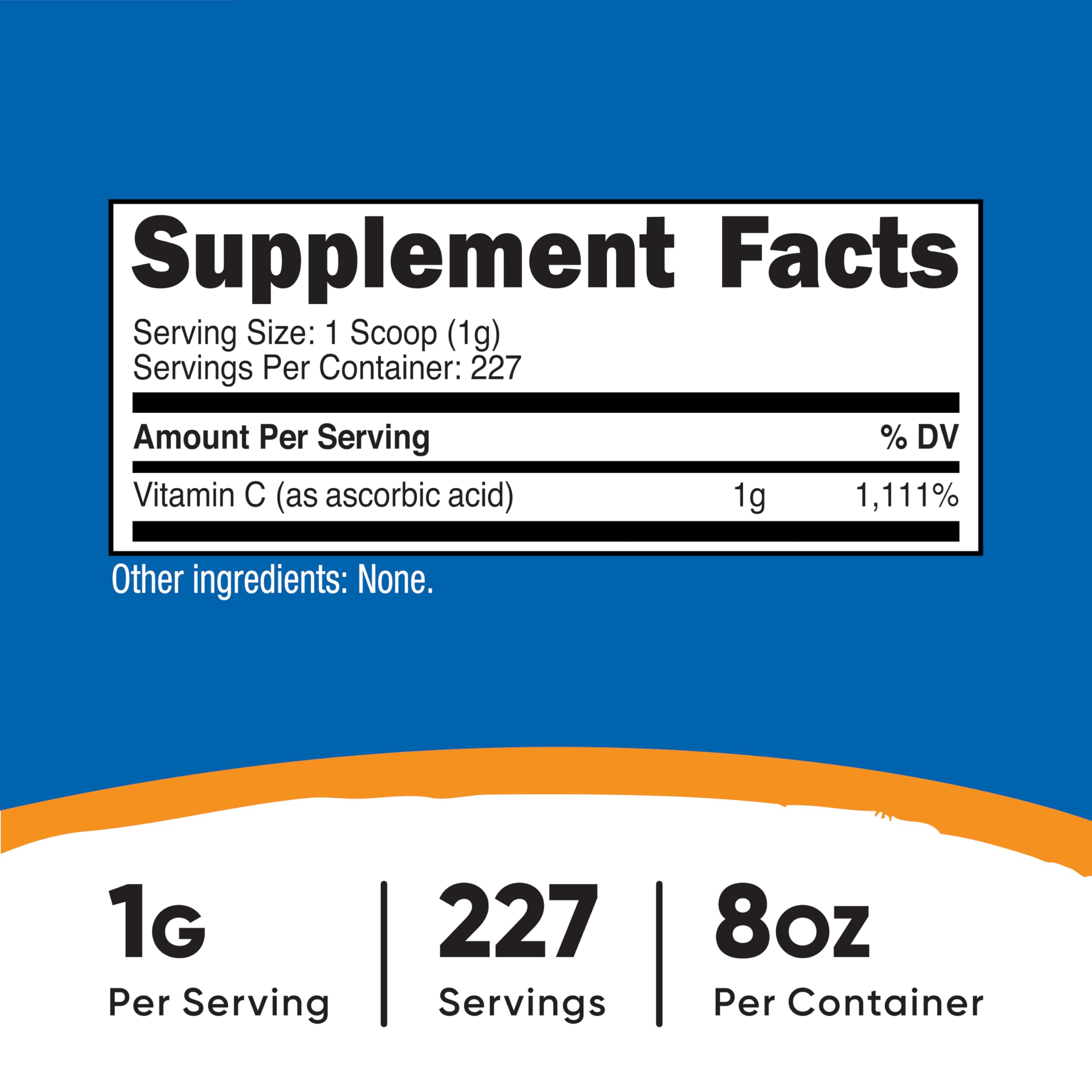 Nutricost acide ascorbique en poudre – cuillère-dose incluse facilite chaque portion.