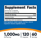 Boîte Nutricost sulfate d'agmatine, 120 capsules, format pratique