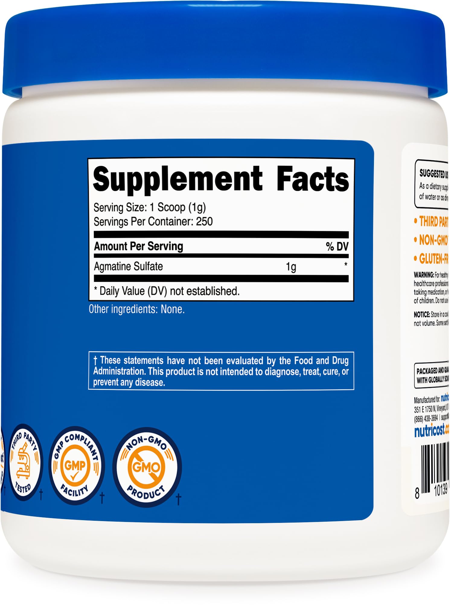 Nutricost Agmatine Sulfate usage quotidien facile et pratique.