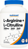 Nutricost L-Arginine L-Citrulline Complex — capsules visibles, soutien potentiel à l’endurance.
