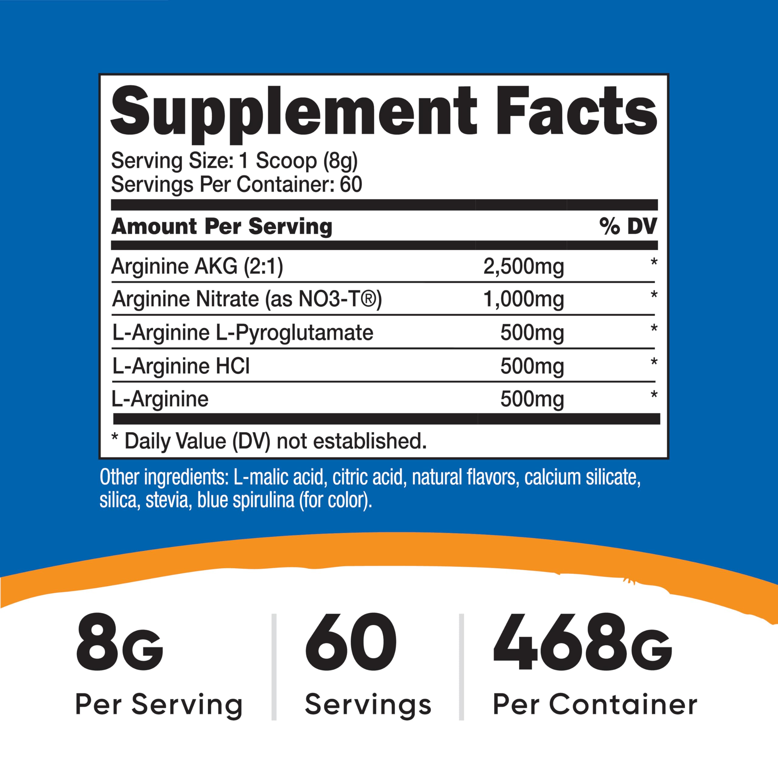 Nutricost L-Arginine Complex doseur inclus pour un dosage pratique.