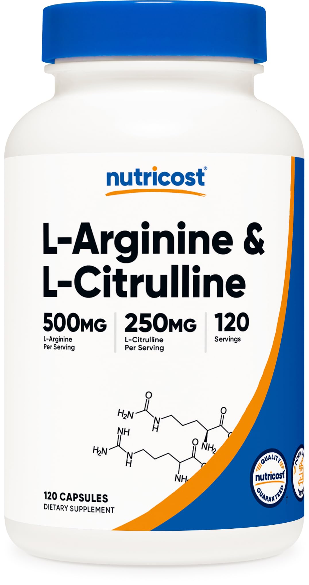 Nutricost L-Arginine L-Citrulline Complex, bouteille: soutien potentiel à l'endurance pendant l'entraînement.