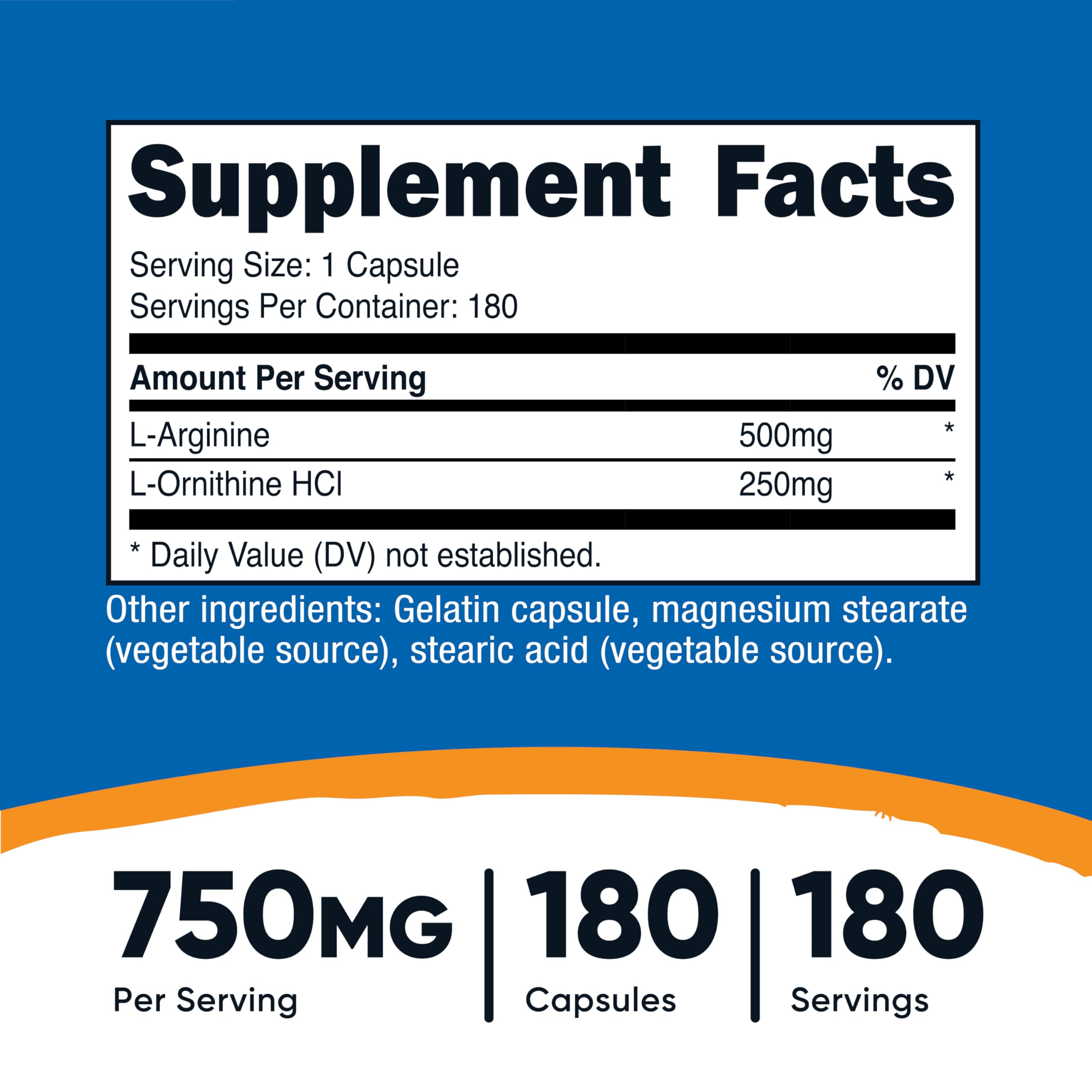 Nutricost Arginine et Ornithine en capsules, pratique à emporter pour votre routine.