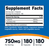 Nutricost Arginine et Ornithine en capsules, pratique à emporter pour votre routine.