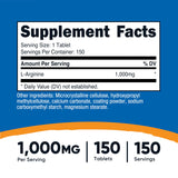 Nutricost L-Arginine 1000mg, tablettes près de l’étui, format pratique pour les routines quotidiennes.