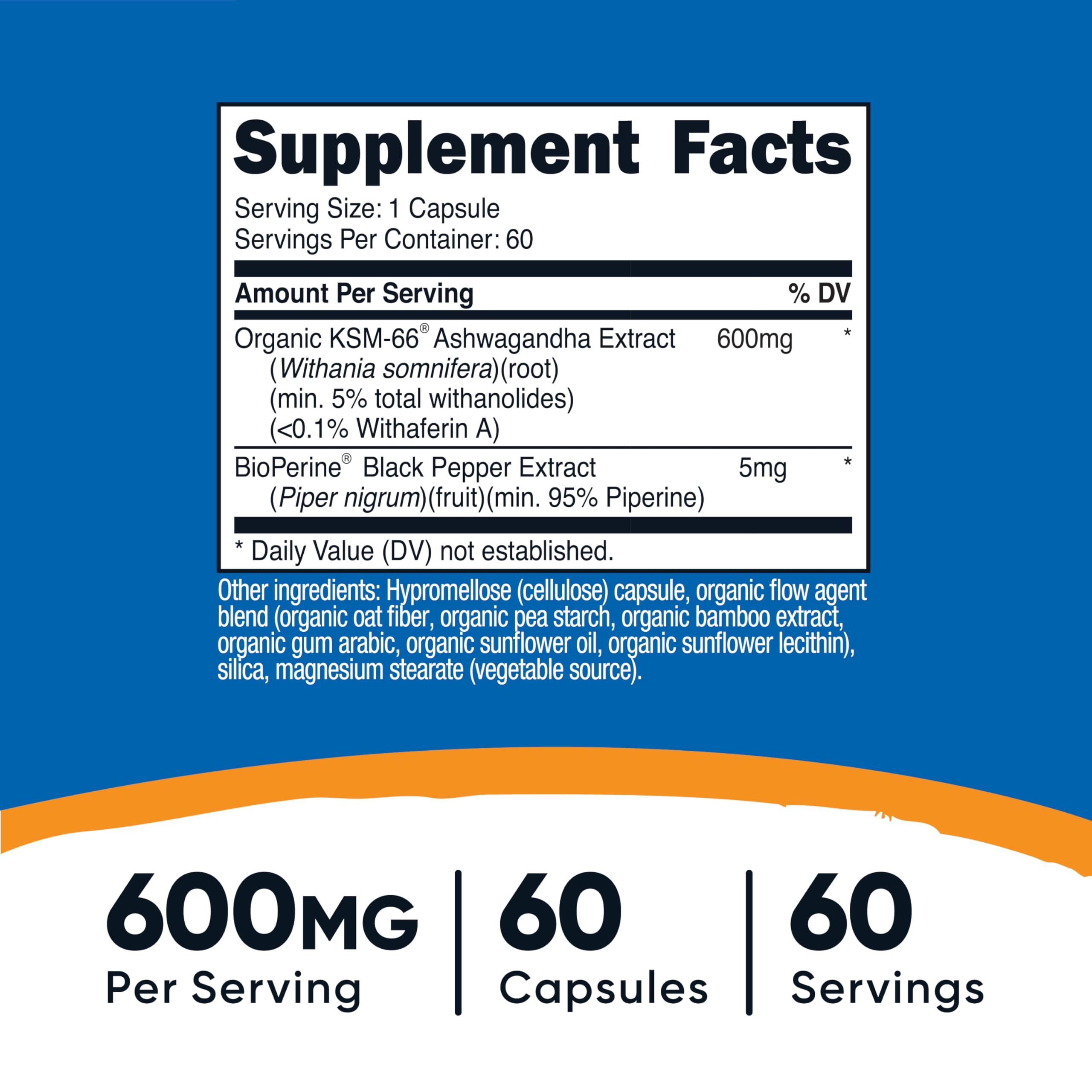 Nutricost Ashwagandha Capsules 60 – flacon prêt à intégrer la routine.