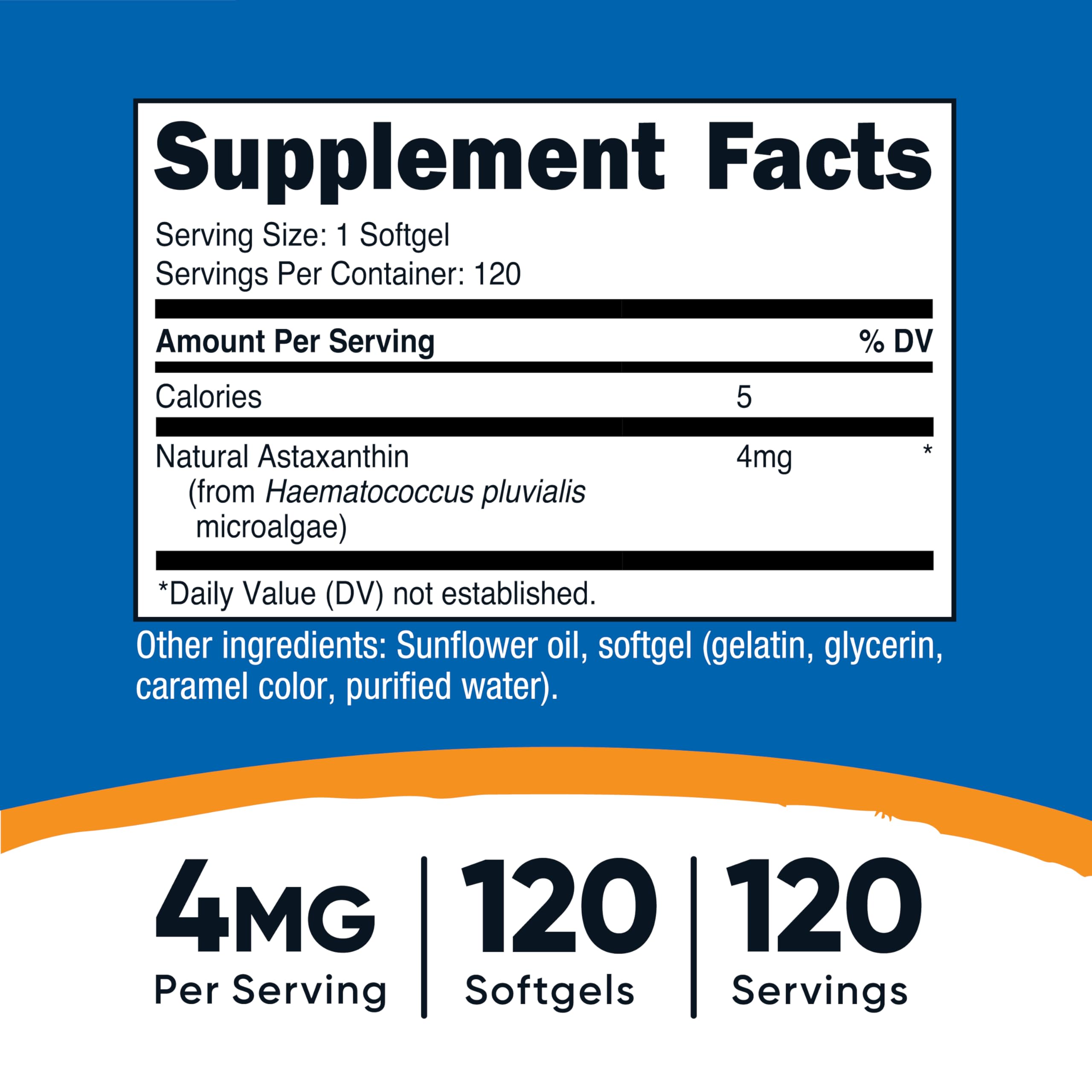 Nutricost Astaxanthin 4mg — gros plan sur les gélules molles faciles à avaler