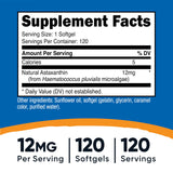 Étiquette Nutricost Astaxanthin sans OGM et sans gluten, transparence assurée.
