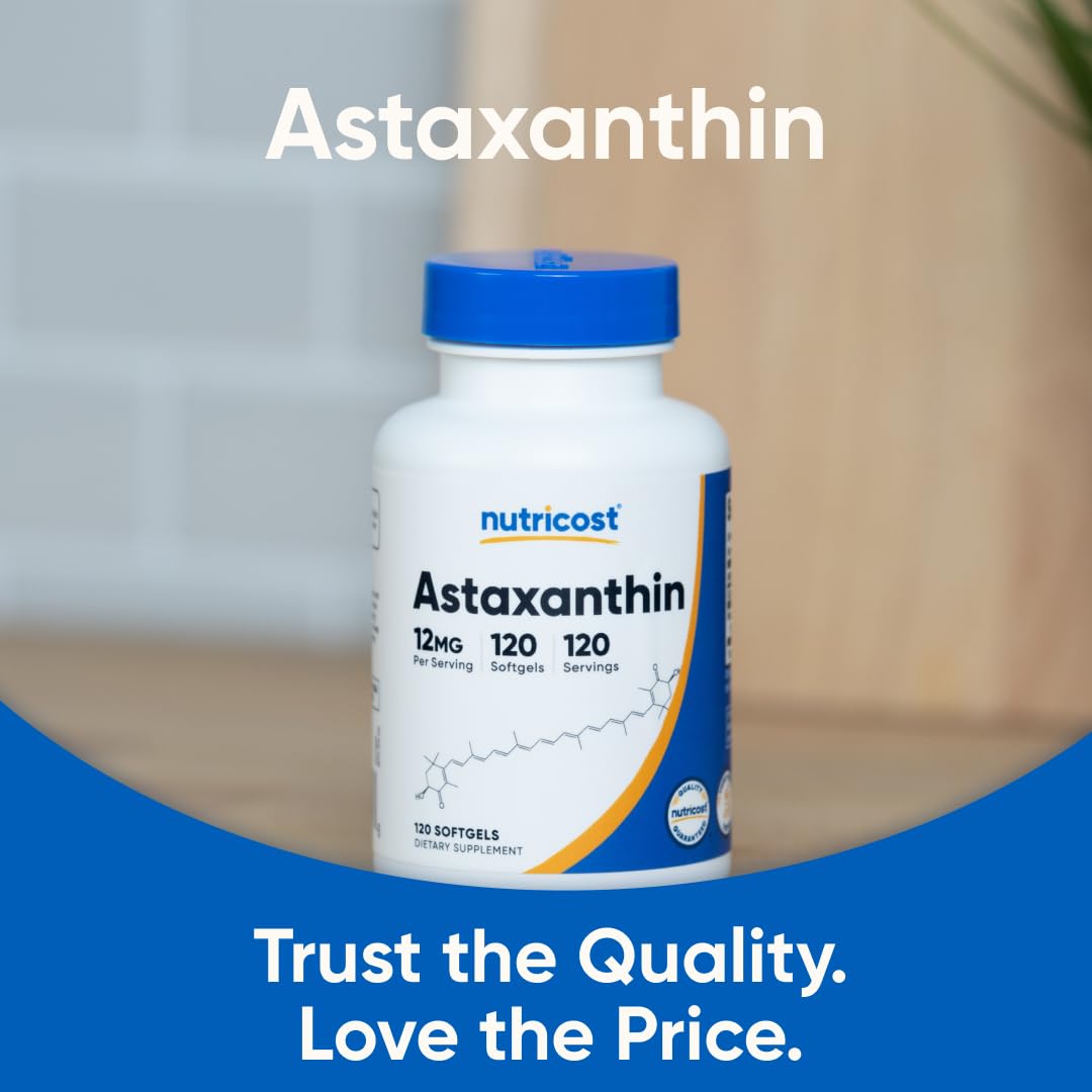 Badge test laboratoire indépendant sur Nutricost Astaxanthin, contrôle qualité.