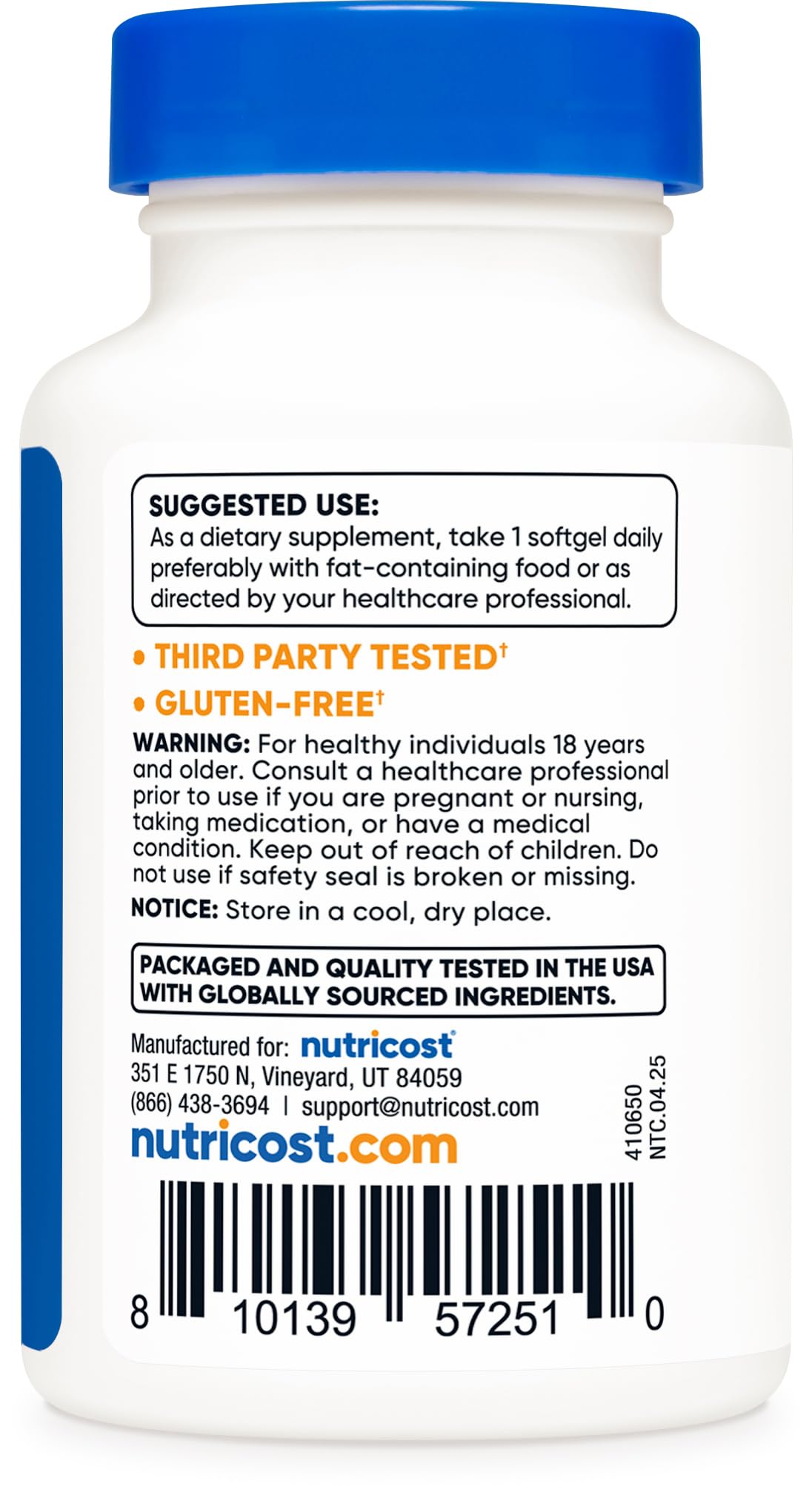 Nutricost Astaxanthine 12mg : laboratoire indépendant assurant sécurité et qualité.