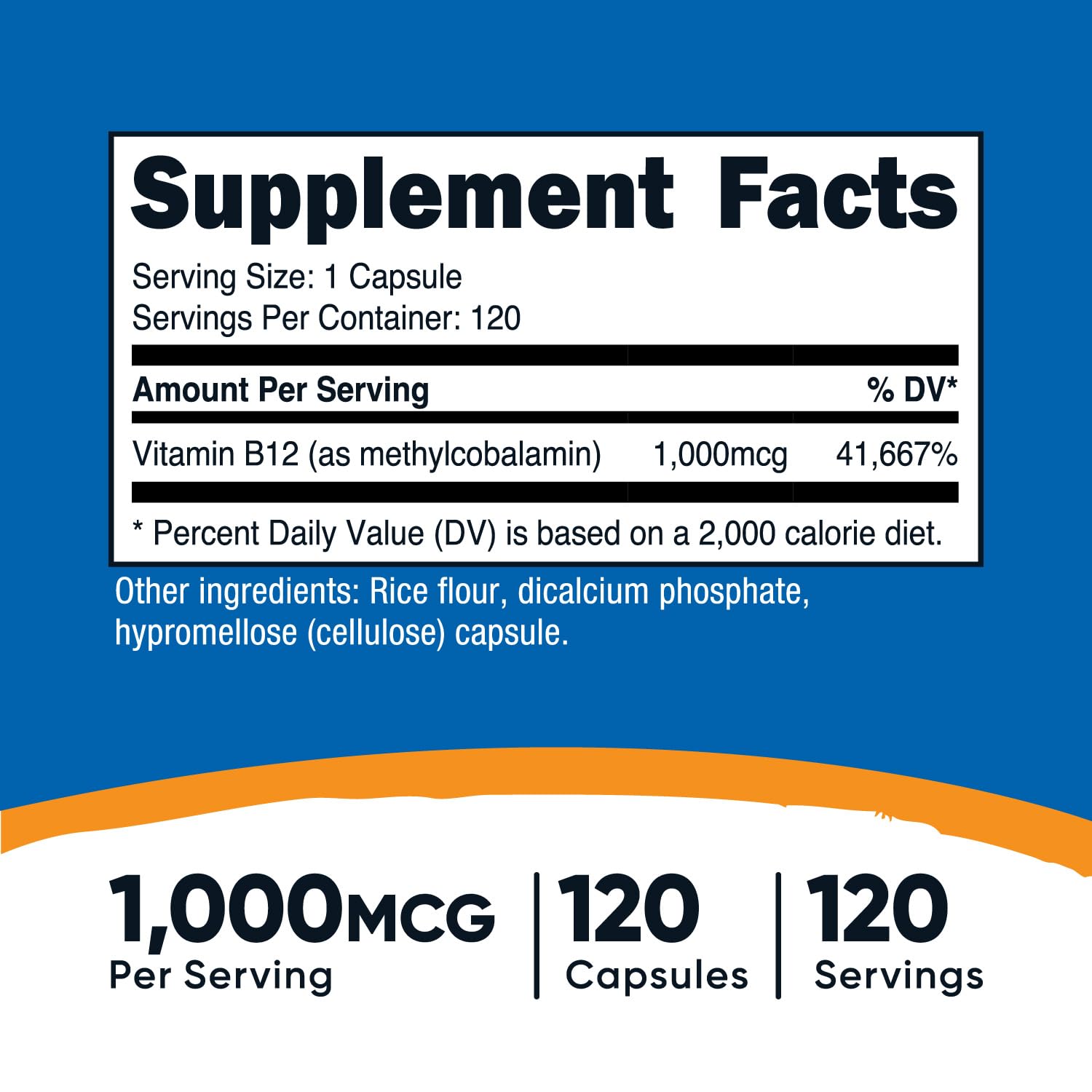 Nutricost B12 1000 mcg bouteille : format pratique pour des prises régulières