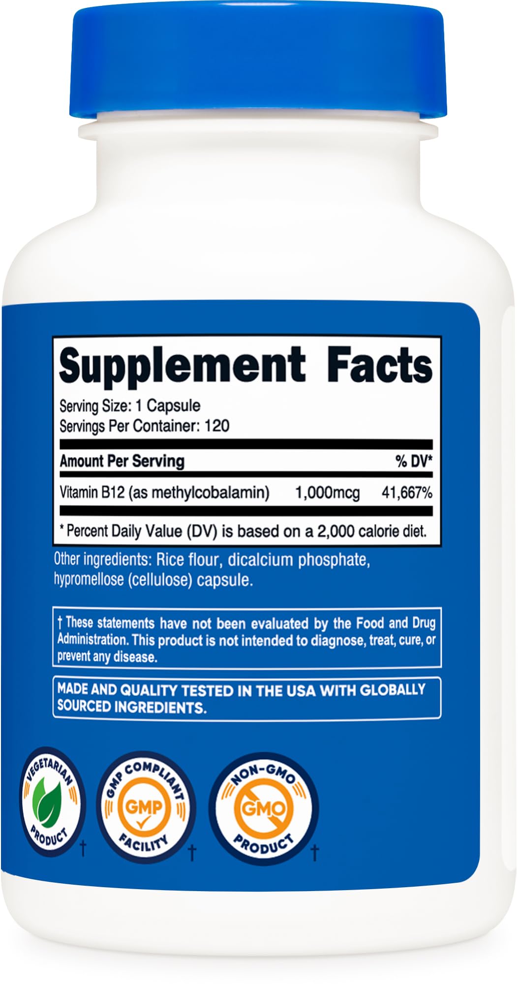 Nutricost B12 1000 mcg étiquette-conformité : traçabilité et conformité visibles