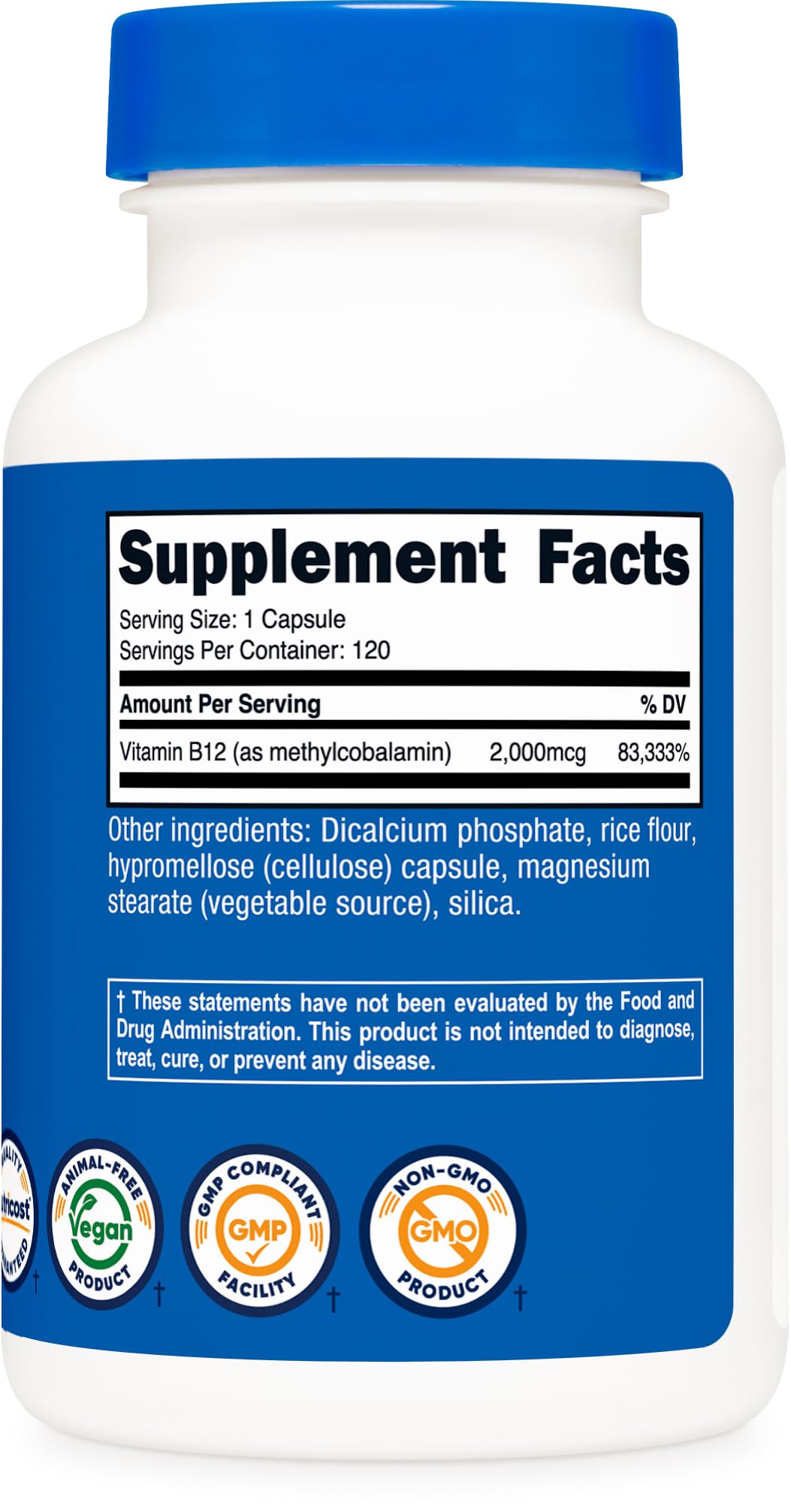 Capsules Nutricost B12 faciles à emporter et utiliser.