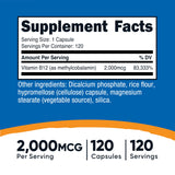 Nutricost B12 methylcobalamine capsules végétariennes faciles à prendre.