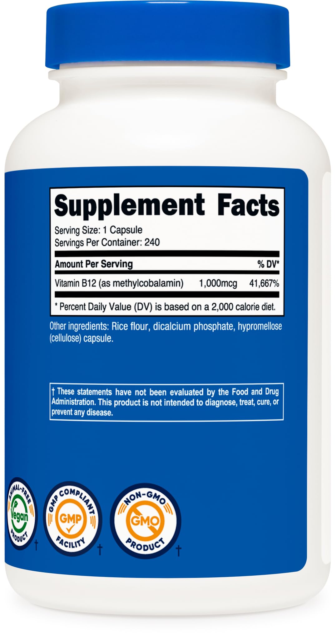 Nutricost vitamine B12, usine certifiée NSF et GMP, sécurité et conformité assurées.