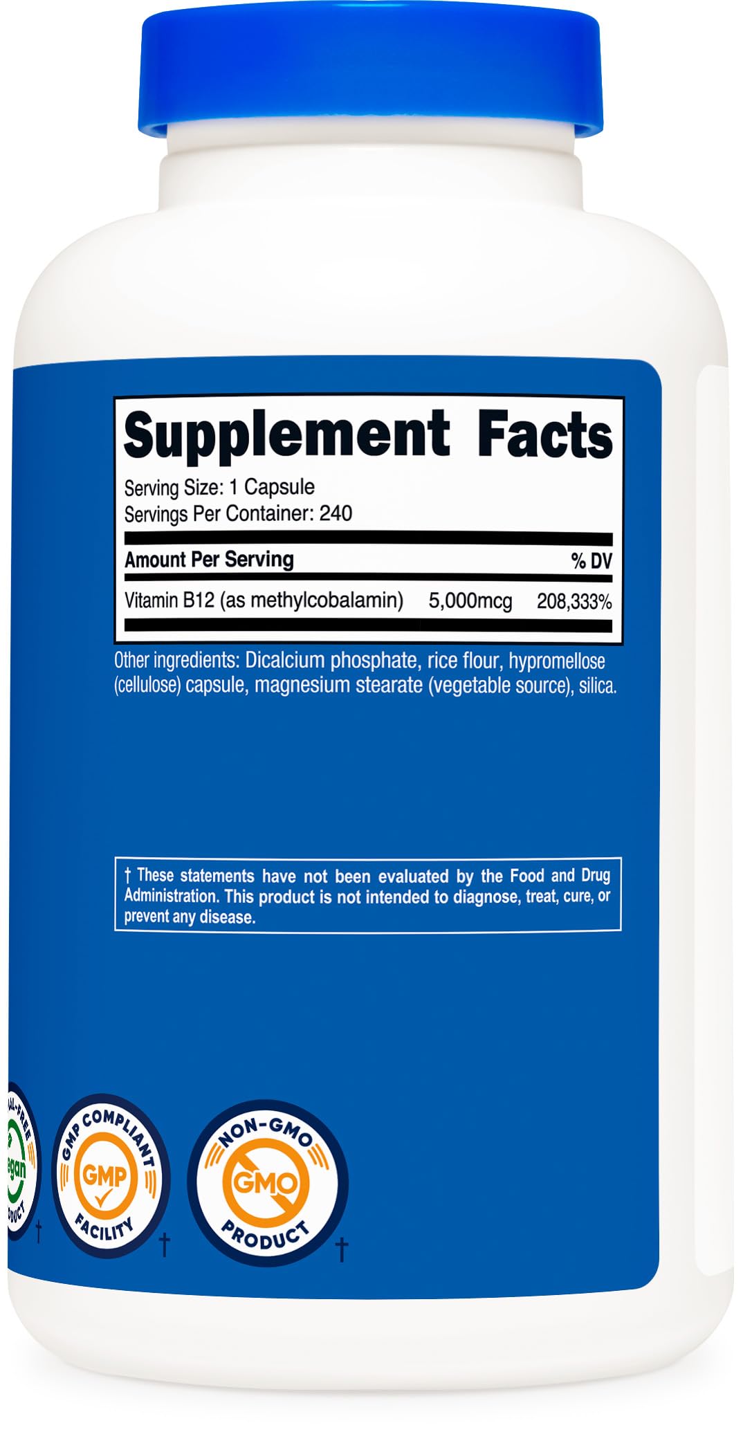Nutricost B12: utilisation quotidienne simple grâce à une capsule facile à avaler.