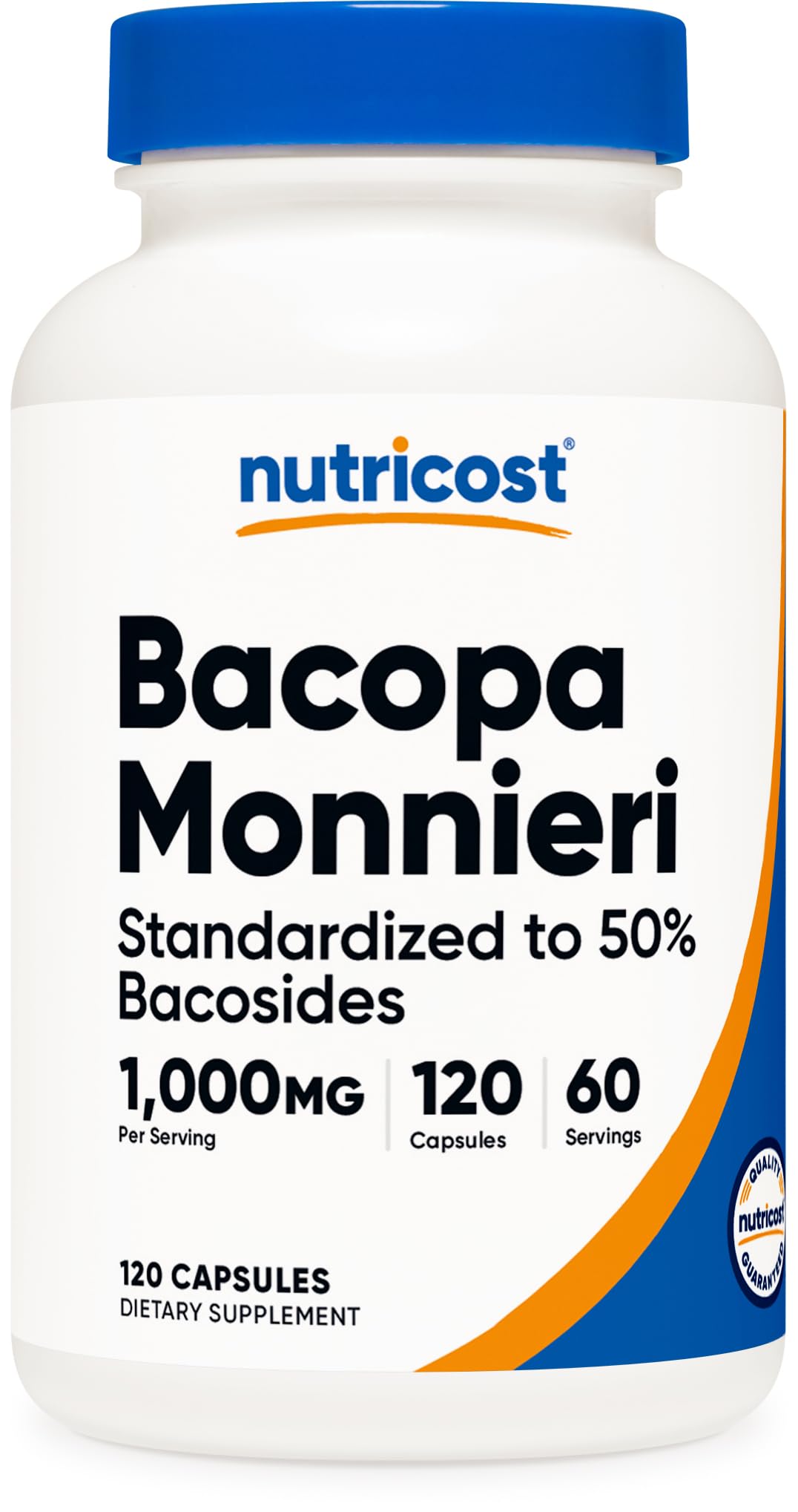 Nutricost Bacopa Monnieri - boîte 1000mg, pratique pour une routine quotidienne et concentration.
