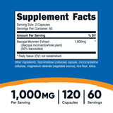 Nutricost Bacopa Monnieri - capsules, simples à prendre pour une routine végétarienne régulière.