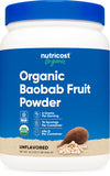 Nutricost Baobab en poudre dans l’emballage, pratique et facile à ranger.