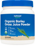 Nutricost Barley Grass Juice Powder dans une bouteille, parfait pour des smoothies nourrissants.