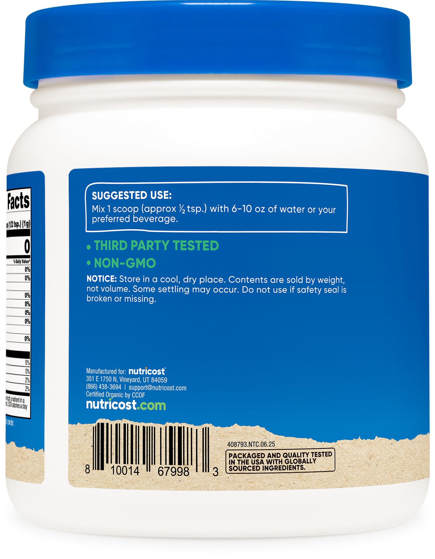 Nutricost Barley Grass Juice Powder, poudre vegan pour un mode de vie sain.