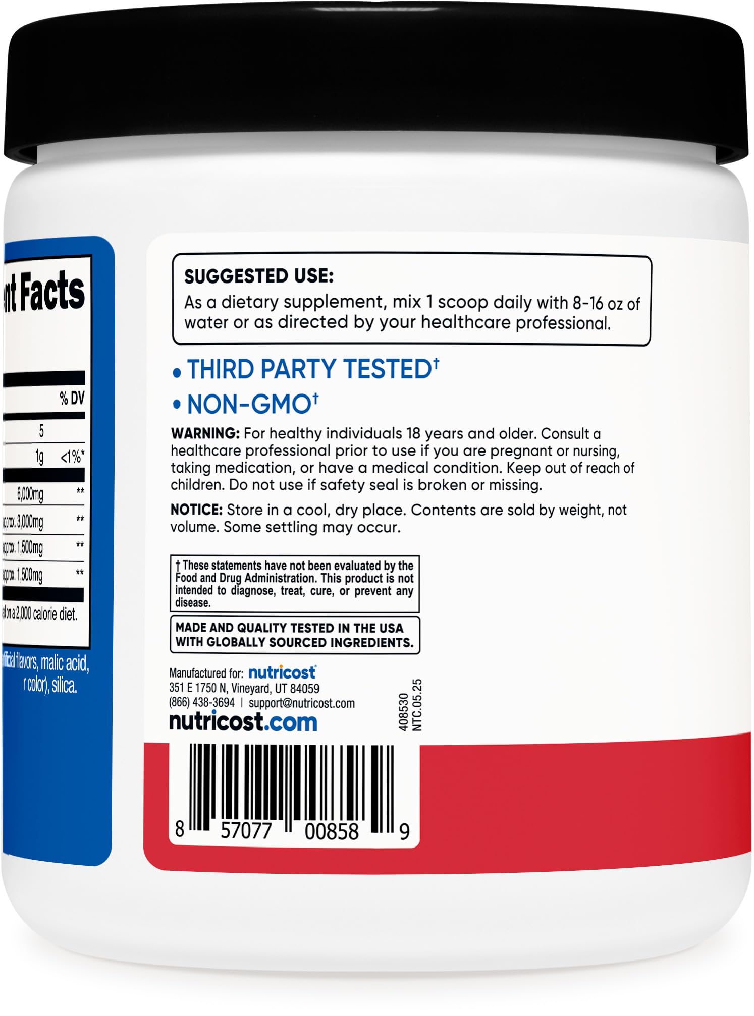 Nutricost BCAA boisson arôme fraise kiwi, goût rafraîchissant pour hydratation.