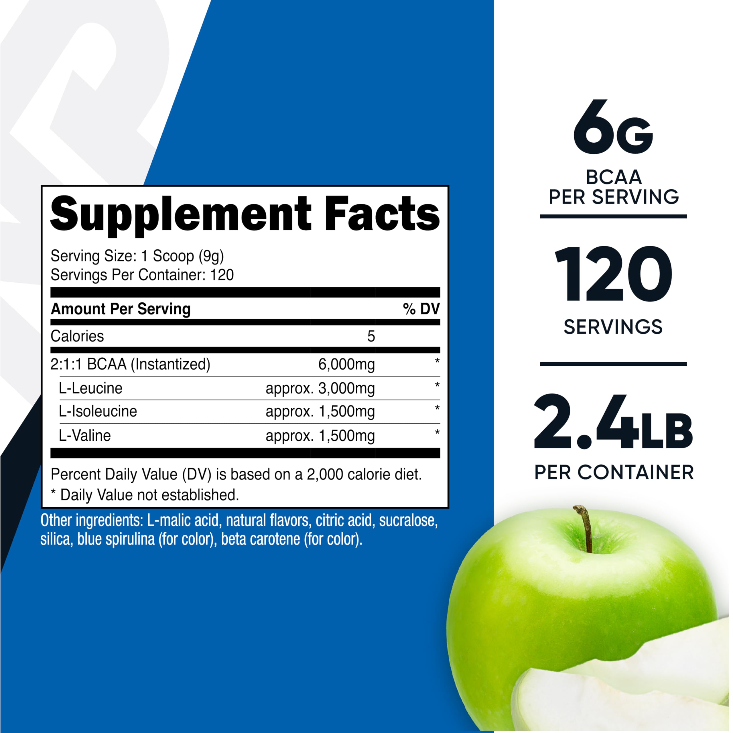 Bouteille Nutricost BCAA pomme verte, format pratique pour usage quotidien
