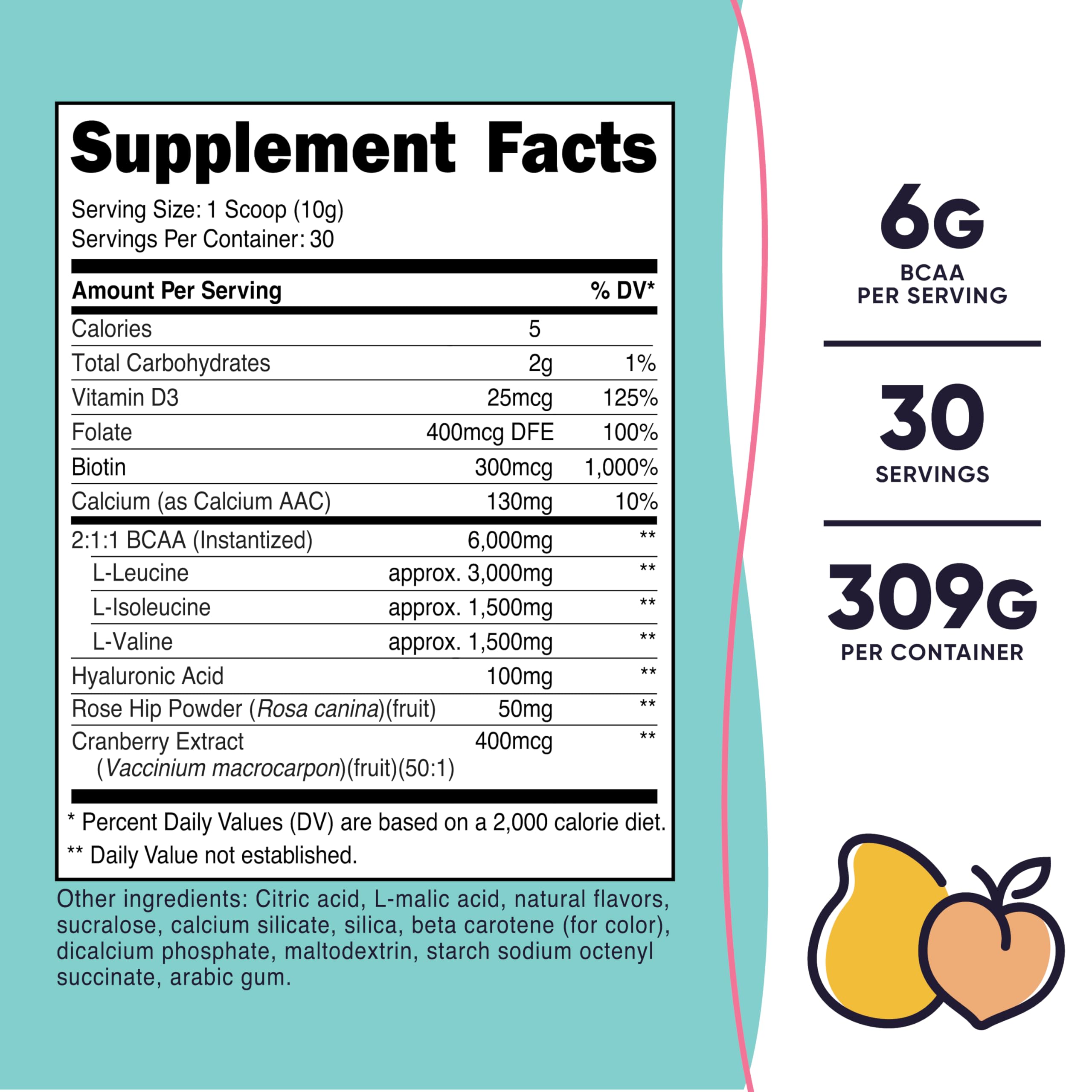 Nutricost BCAA Femmes Peach Mango – doseur pratique pour préparer sa boisson