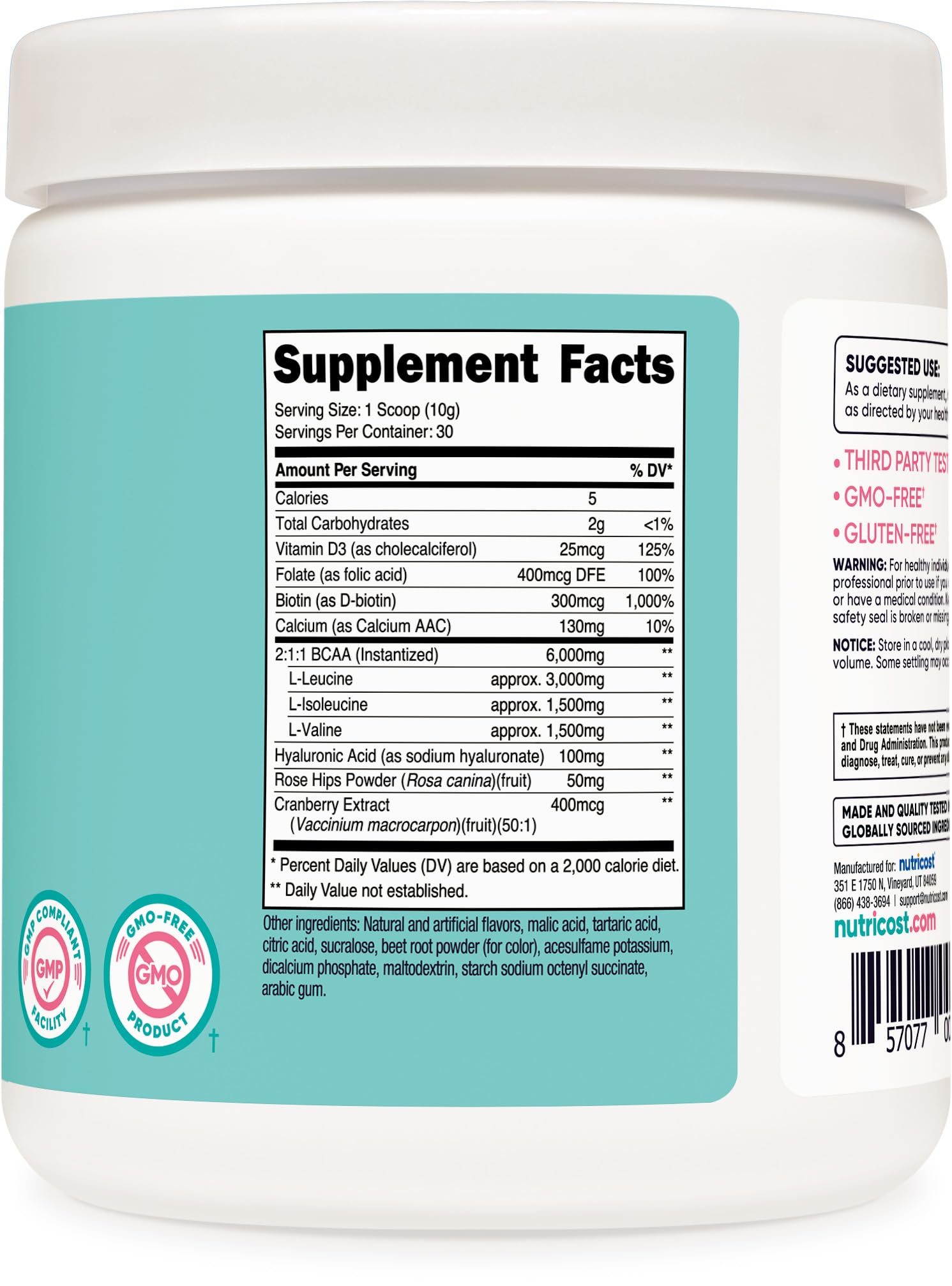Nutricost BCAA Femmes Watermelon – emballage compact et recyclable