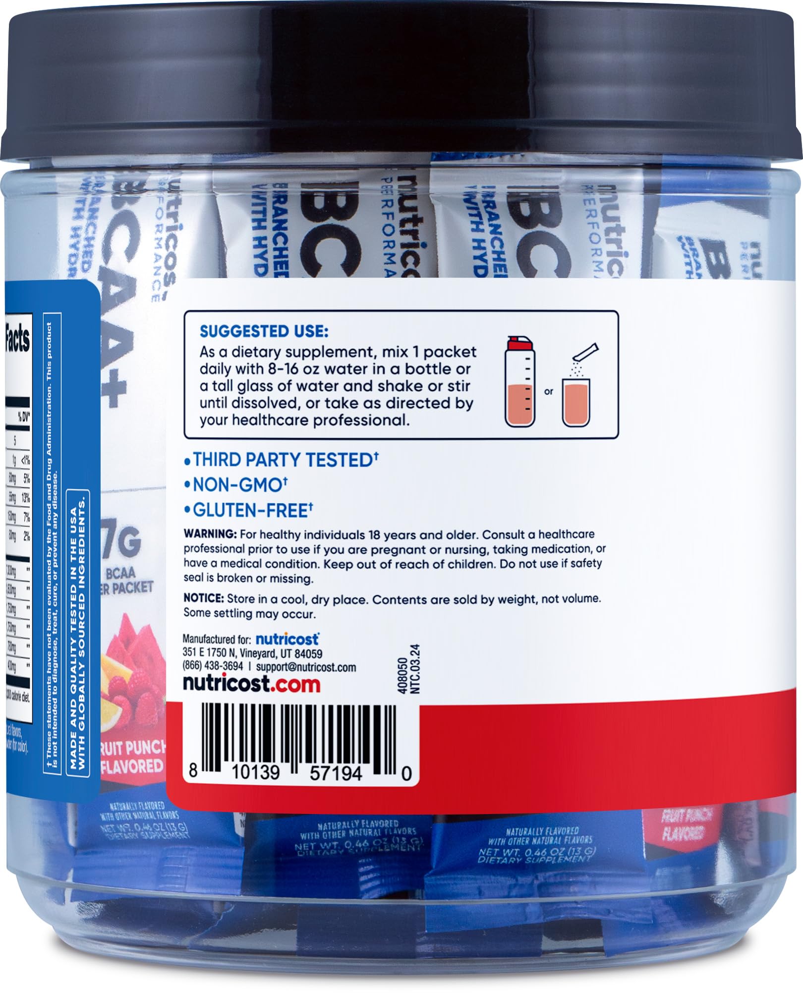 Nutricost BCAA+ Hydration après entraînement: récupération et hydratation continues.