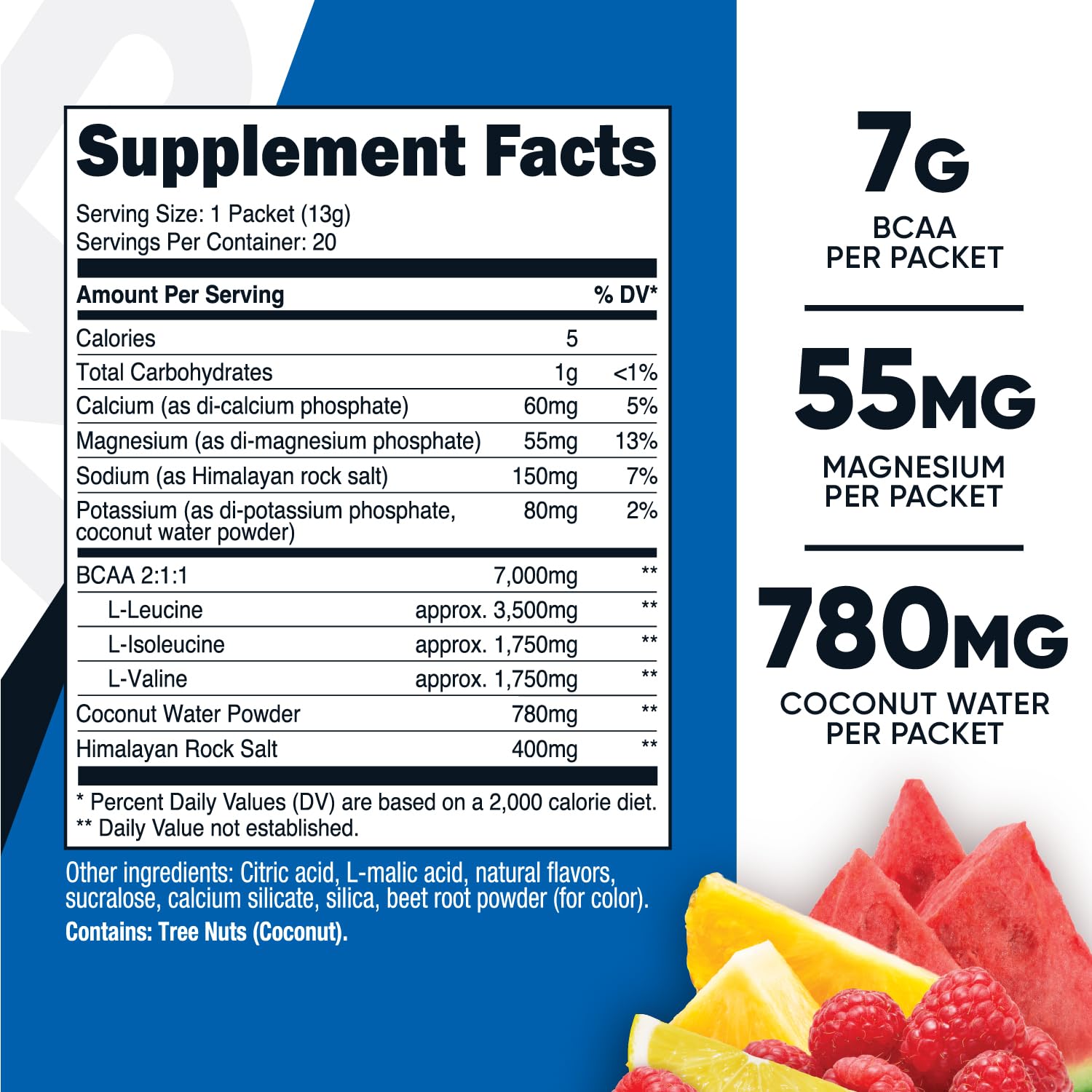 Nutricost BCAA+ Hydration boisson fruit punch: hydratation rapide pendant l'entraînement.