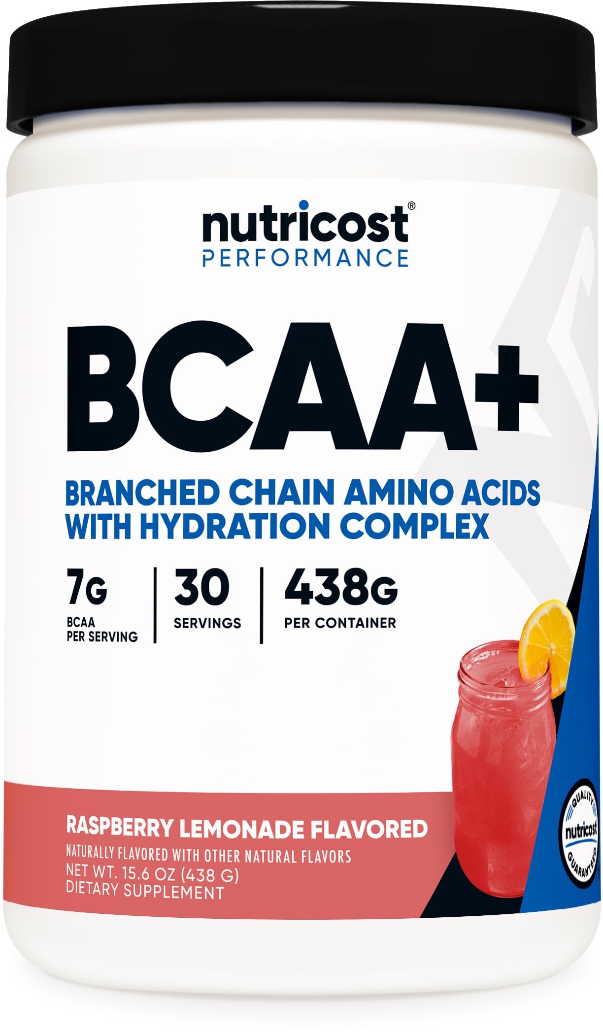 Nutricost BCAA Hydratation Framboise-Citronnade, bouteille prête pour entraînement et hydratation efficace.